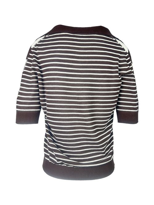 polo donna a righe marrone e bianco A rovescio | 2637/7124